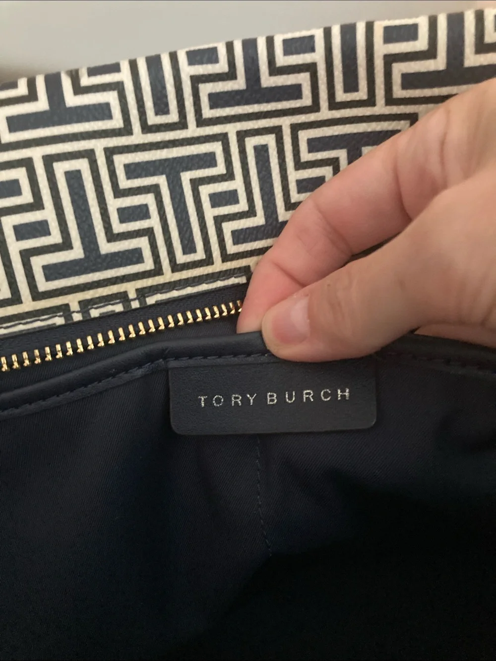 Tory Burch Black and White Signature Geometric Tote